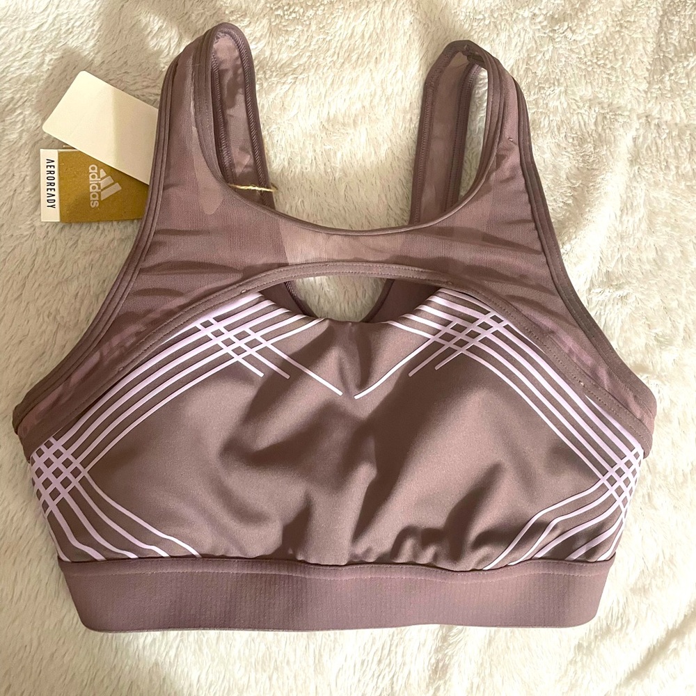 ADIDAS DRST TORCH WOMEN TRAINING BRA PURPLE FI6584 Small - Picture 3 of 8